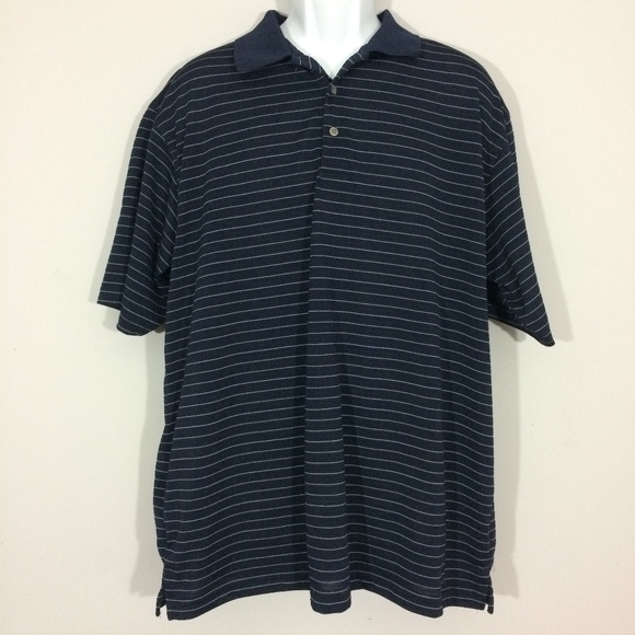 PGA Tour Other - PGA Tour Mens XXL Polo Navy Striped Short Sleeve